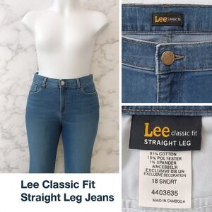 Lee Rider Jeans Classic‎ Fit Women Sz 16S Straight Leg Mid Rise